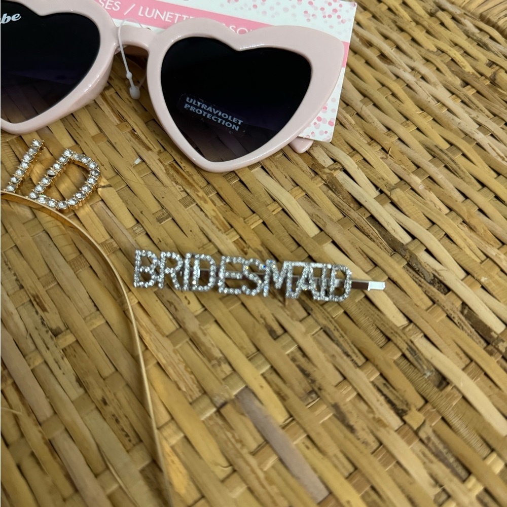 Bridesmaid Headband and Sunglasses Set - Pink and Gold🎀 - Picture 3 of 4